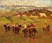 Edgar Degas Jockeys on Horseback before Distant Hills painting